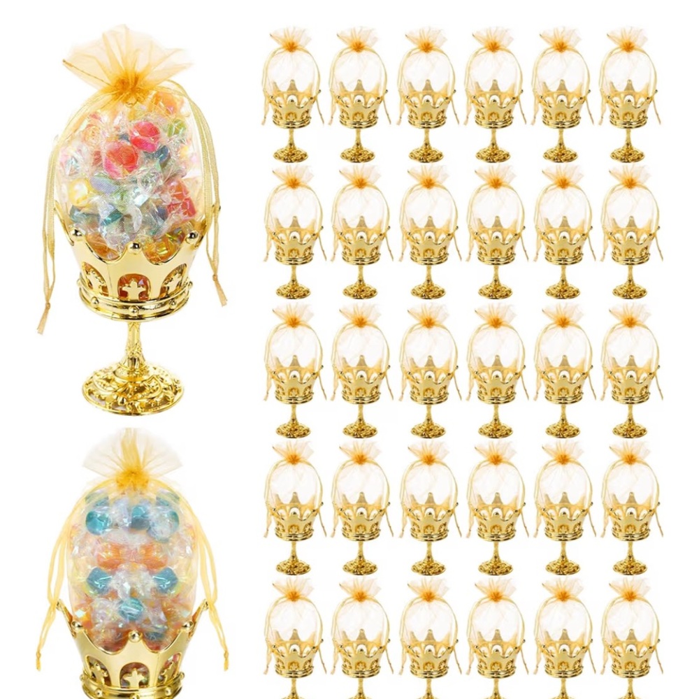 25 Elegant Gold Crown Party Favor Holders | Royal Baby Shower